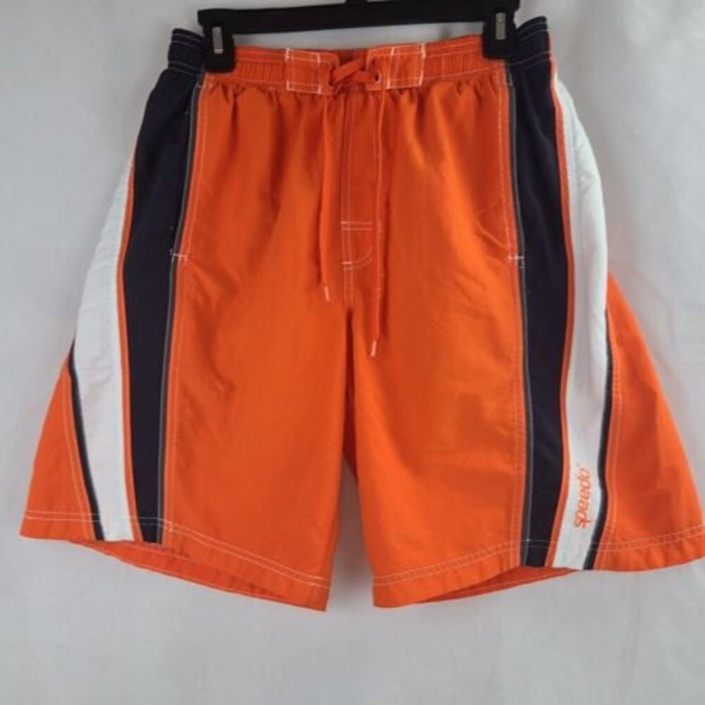 Speedo Men's (M) Orange, Black, & White Mesh Lined Board Shorts Swim Trunks